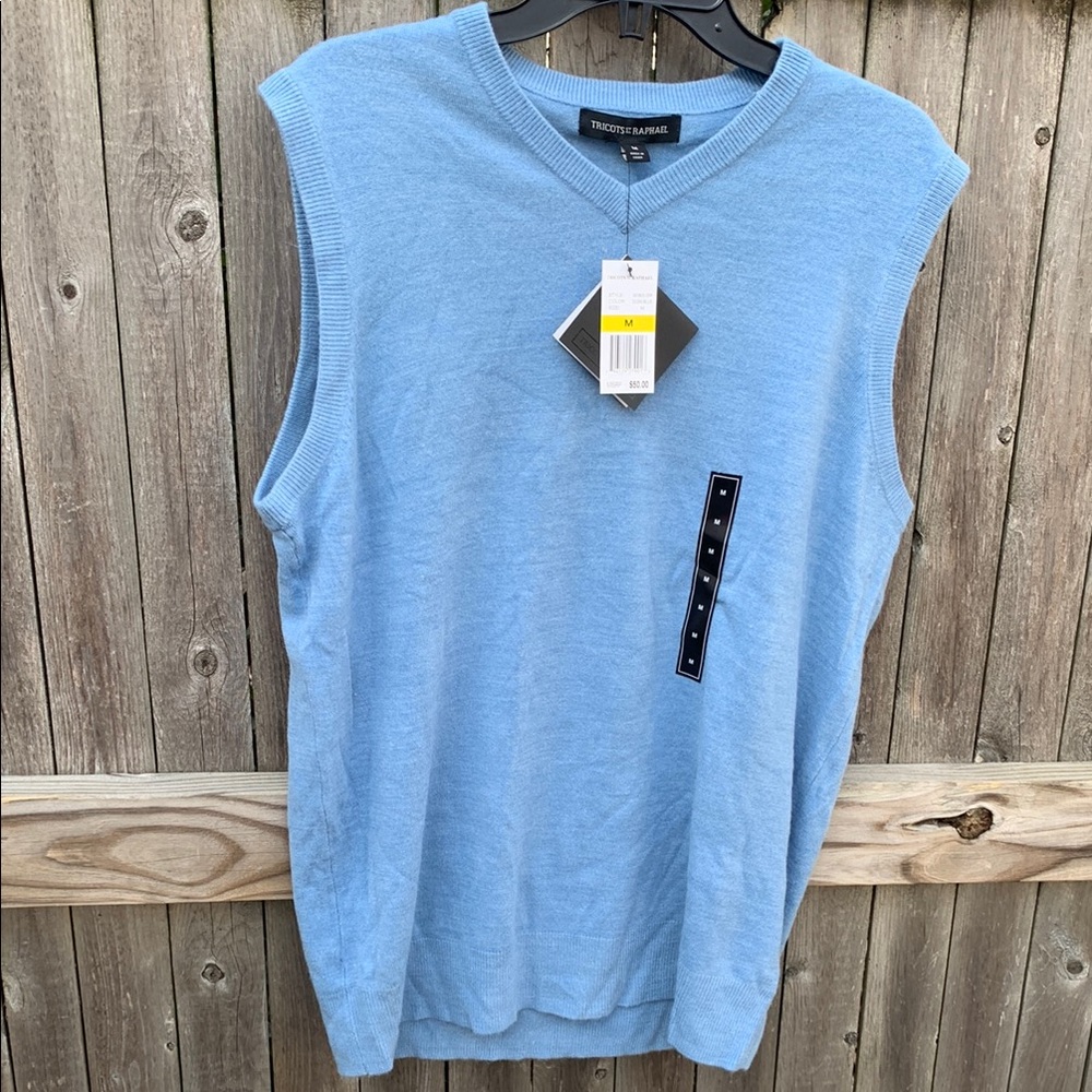 Tricots St Raphael medium dusk blue sweater vest. NWT!!